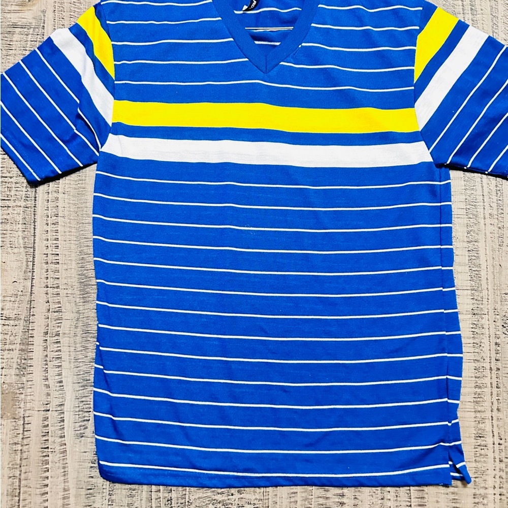 TRUE ROCK Blue and Yellow Striped Kids Tee